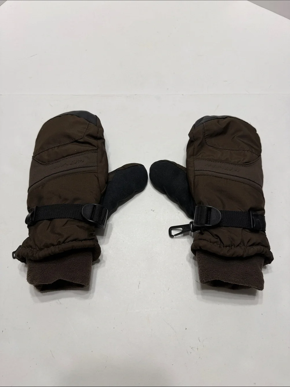 Kombi Black and Brown Fleece-Trim Gloves with Leather Palm